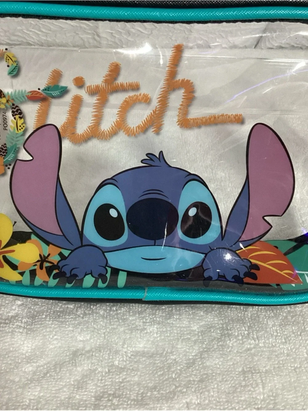 Disney Lilo & Stitch Clear Plastic Makeup Cosmetic Travel Bag Pencil Holder NWOT